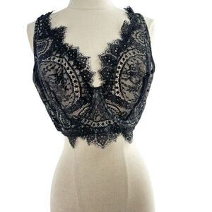 NWT Figleaves Curve Adore Lace High Apex Full Cup Longline Bra Black Size 40DDD